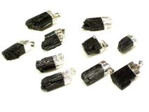 Black Tourmaline Pendant Charm with Silver Bail Random Pull