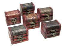 Decorated Wooden Treasure Chest Trinket Ring Jewelry Box