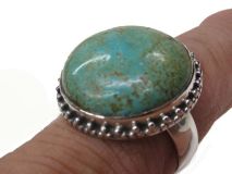 Sterling Silver .925 Ring w/ Polished Round Turquoise Stone Size 9 