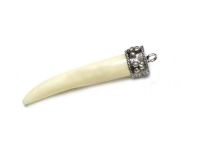 Tusk or Claw Buffalo Bone Pendant with Decorative Cap