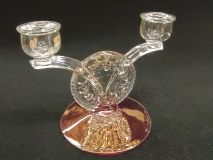 United States Glass Co #4016 Dubonnet 8-3/8" Thumbprint 2-Light Candlestick 1943-1945 era