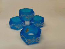 Set of 4 Westmoreland Satin Blue Hand Painted 2