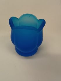 Blue Satin Frosted Tulip Shaped 2-1/2" Votive Holder