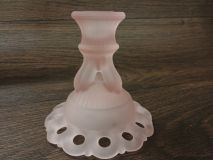 Westmoreland Doric Pink Mist Glass 4-3/8" Candlestick Holders 1970's Sm Flea Bite