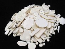 Off White Natural Assorted Sizes and Shapes of Buffalo Bone Beads by the LB apx 650 pieces 