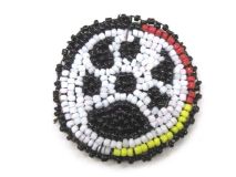 Coyote Or Wolf Paw 1-3/4" Seed Bead Rosette Beadwork