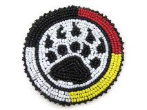 Coyote or Wolf Paw 3" Seed Bead Rosette Beadwork