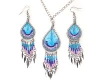 Dangle Colored Thread Woven Earrings and Necklace Set