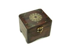 Zodiac Sign Hinged Wood Jewelry Box 4 5/8" x 3 1/2" 