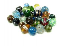 Fancy Glass Beads Assorted Size Mix Apx 1/4 LB 25-30 Beads
