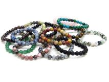 6mm Round Stone Bead Elastic Stretch Bracelets Various Style Choices