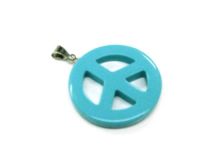 Turquoise Color 1" Peace Sign Pendant with Silver Bale Clearance