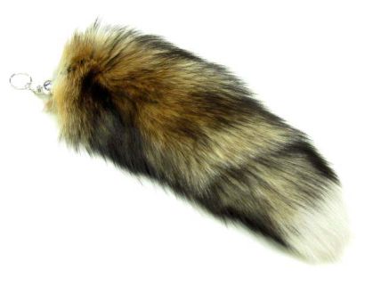 Wholesale 50pcs Dyed Red Fox Tail From Real Blue Fox Fur Tail w Keychain